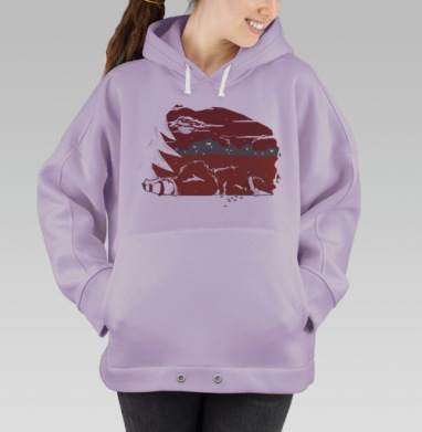 Отчаяние одиночество и социальная изоляция на фоне флага, Hoodie Oversize Fiolet