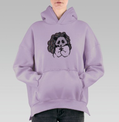 Панда христианка, Hoodie Oversize Fiolet, утепленная