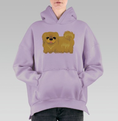 Пекинес, Hoodie Oversize Fiolet, утепленная