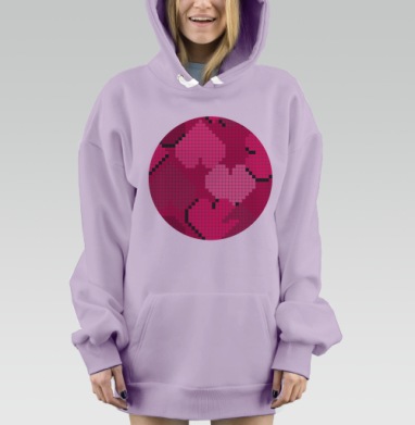 пиксель АРТ , сердечки, Hoodie Mjhigh Dig Mel, Fiolet, утепленная