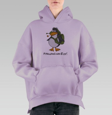 Пингвины летают?!, Hoodie Oversize Fiolet, утепленная