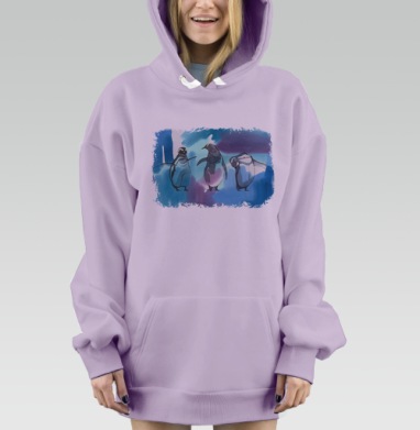 Пингвины на льду, Hoodie Mjhigh Dig Mel, Fiolet, утепленная