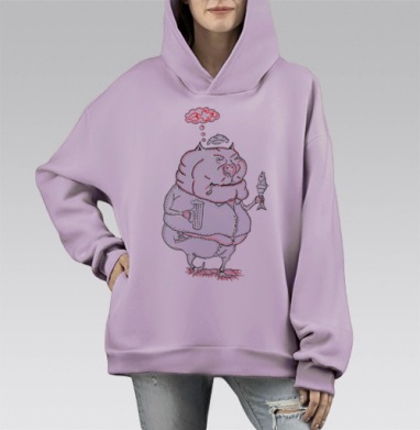 Пивник, Hoodie Mono Fiolet, оверсайз, утепленная