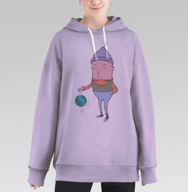 Playing with Earth / Игра с Землей, Hoodie Long Oversize Fiolet