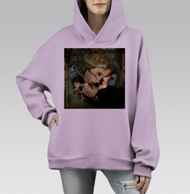 Поцелуи, Hoodie Mono Fiolet, оверсайз, утепленная
