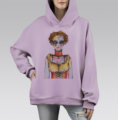 Портрет синих глаз в стиле готической лолиты, Hoodie Mono Fiolet, оверсайз, утепленная