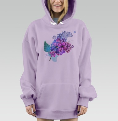 Потрясающий сиреневый букет весны, Hoodie Mjhigh Dig Mel, Fiolet, утепленная