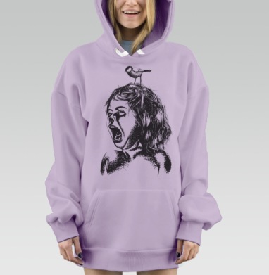Птичка, Hoodie Mjhigh Dig Mel, Fiolet, утепленная