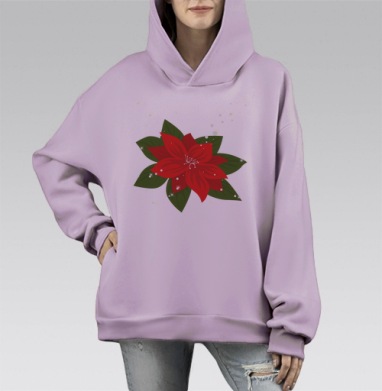 Пуансеттия, Hoodie Mono Fiolet, оверсайз, утепленная