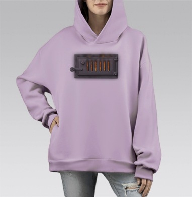 Работаю на буратинах, Hoodie Mono Fiolet, оверсайз, утепленная