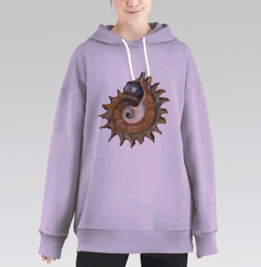 Ракушка морская коричневая серая в спокойной атмосфере, Hoodie Long Oversize Fiolet
