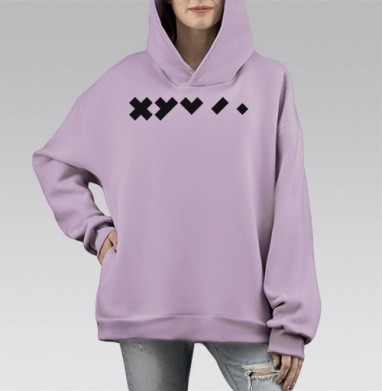 Распад буквы Х, Hoodie Mono Fiolet, оверсайз, утепленная