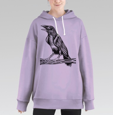 Raven / Ворон, Hoodie Long Oversize Fiolet