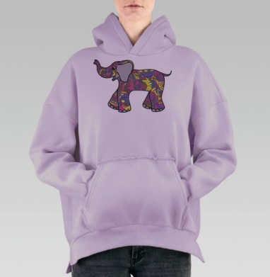 Разноцветный слоник, Hoodie Oversize Fiolet, утепленная