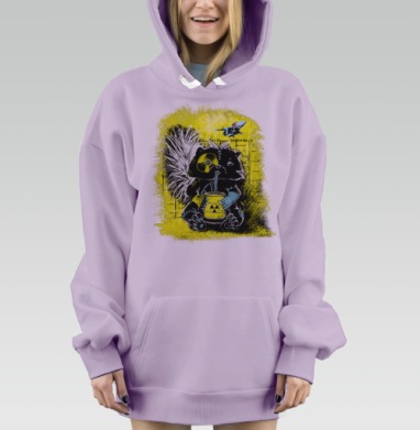 Реактивный енот-мутант с радиоактивным напитком, Hoodie Mjhigh Dig Mel, Fiolet, утепленная