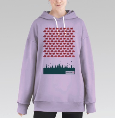 Ретро-защита: пиксельная битва с киберугрозами, Hoodie Long Oversize Fiolet