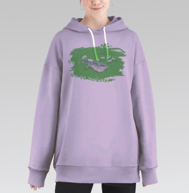 Робот пасет батарейки, Hoodie Long Oversize Fiolet