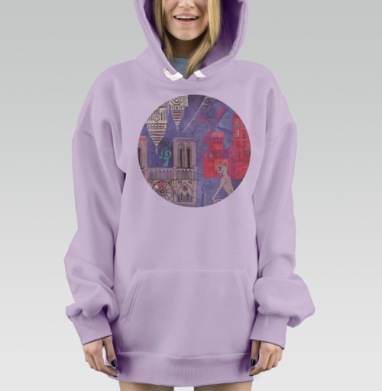 Романтический город Париж, Hoodie Mjhigh Dig Mel, Fiolet, утепленная