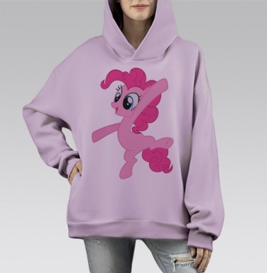Розовый пони на вечеринке, Hoodie Mono Fiolet, оверсайз, утепленная