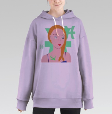 рыбы, Hoodie Long Oversize Fiolet