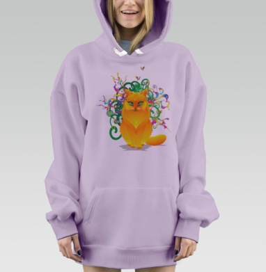 Рыжая кошка, Hoodie Mjhigh Dig Mel, Fiolet, утепленная