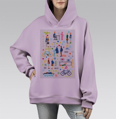 Самоделка, Hoodie Mono Fiolet, оверсайз, утепленная
