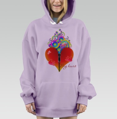 Сердце на застёжке, Hoodie Mjhigh Dig Mel, Fiolet, утепленная