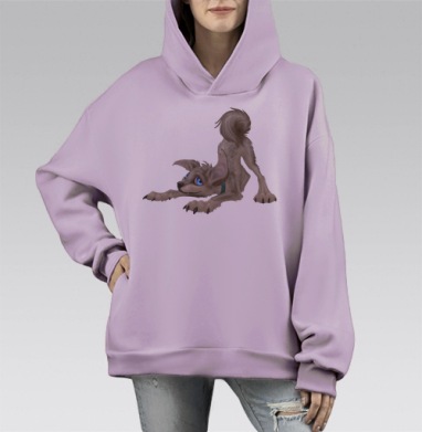 Щенок, Hoodie Mono Fiolet, оверсайз, утепленная