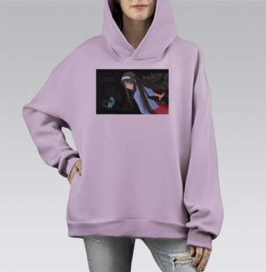 Shingetsutan tsukihime tohno akiha girl, Hoodie Mono Fiolet, оверсайз, утепленная