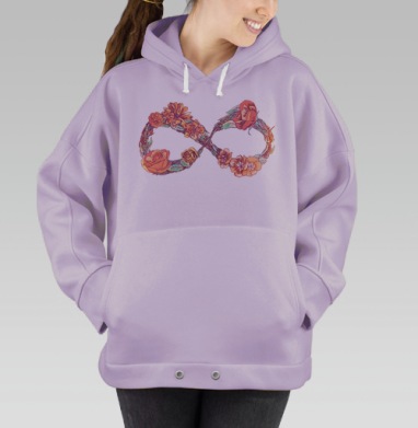 Символ бесконечности из цветов и листьев, Hoodie Oversize Fiolet