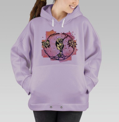 Символическая панда в круге зелени и узоров, Hoodie Oversize Fiolet