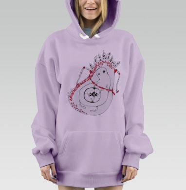 Символическое сюрреалистическое сердце с эмбрионами, Hoodie Mjhigh Dig Mel, Fiolet, утепленная