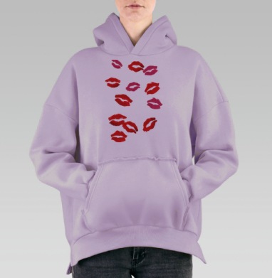 Следы поцелуев, Hoodie Oversize Fiolet, утепленная