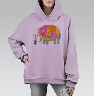 Слон и мышь, Hoodie Mono Fiolet, оверсайз, утепленная