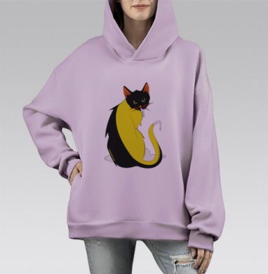 Сметана, Hoodie Mono Fiolet, оверсайз, утепленная