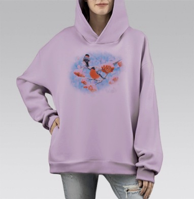 Снегири, Hoodie Mono Fiolet, оверсайз, утепленная