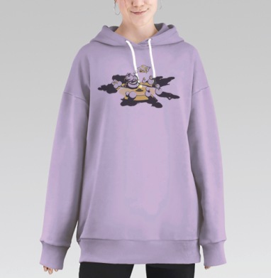 Снеговики у костра мечтают о лете, Hoodie Long Oversize Fiolet