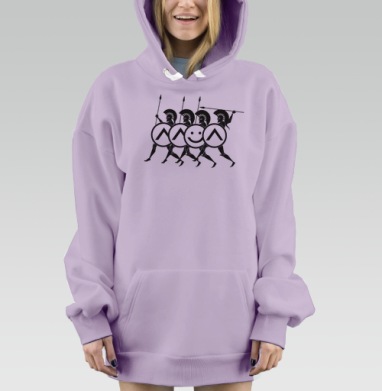 Спартанские воины с юмором щитах оригинальные образы, Hoodie Mjhigh Dig Mel, Fiolet, утепленная