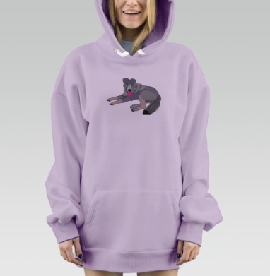 Спокойный пёс в серых тонах с игривым языком, Hoodie Mjhigh Dig Mel, Fiolet, утепленная