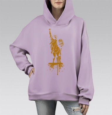 Статуя свободы, Hoodie Mono Fiolet, оверсайз, утепленная