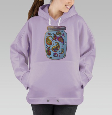 Стеклянная банка с яркими узорами пейсли, Hoodie Oversize Fiolet