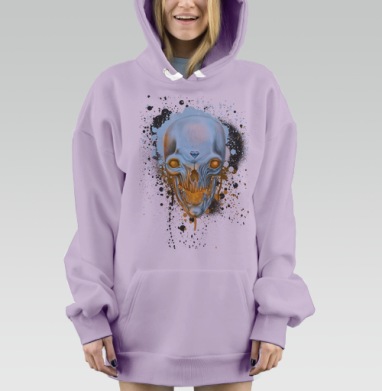 Стильный череп с сияющим синим бриллиантом, Hoodie Mjhigh Dig Mel, Fiolet, утепленная