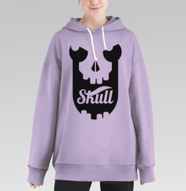 Стильный эмблема Skull с черепом – дерзкий дизайн, Hoodie Long Oversize Fiolet