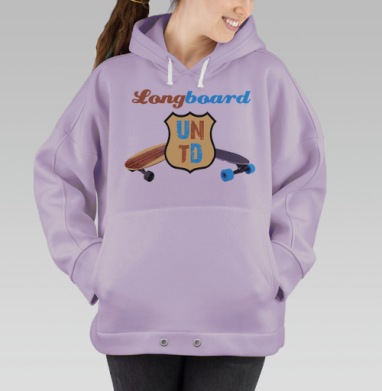 Стильный логотип для лонгбордистов UN TD Shield, Hoodie Oversize Fiolet