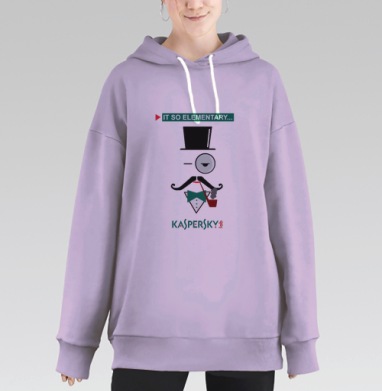 Стильный минималистичный портрет Шерлока Холмса Kaspersky, Hoodie Long Oversize Fiolet