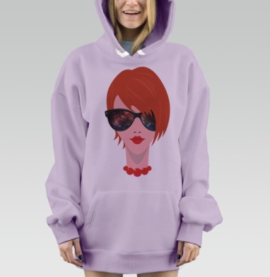 Стильный портрет с космическими очками, Hoodie Mjhigh Dig Mel, Fiolet, утепленная