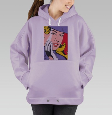 Стильный постер в духе поп-арт с выразительной женщиной, Hoodie Oversize Fiolet