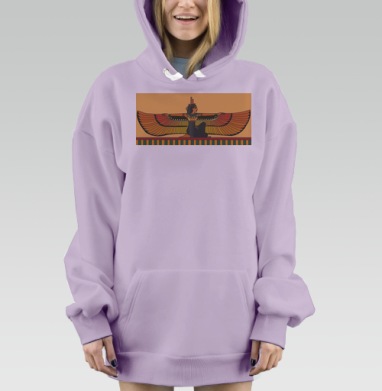 Стилизованная фигура женщины с крыльями в египетском стиле, Hoodie Mjhigh Dig Mel, Fiolet, утепленная