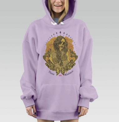 Стилизованный портрет женщины в эстетике Дня мёртвых Калавера, Hoodie Mjhigh Dig Mel, Fiolet, утепленная