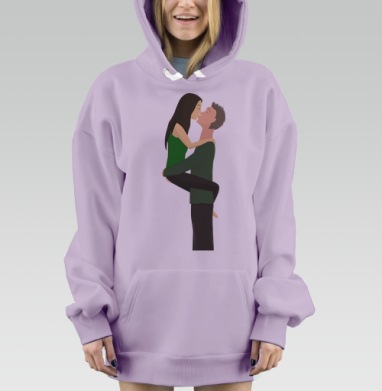 Страстный поцелуй в объятиях любви, Hoodie Mjhigh Dig Mel, Fiolet, утепленная